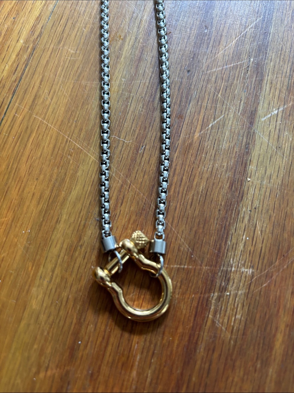 Two-Tone Metal Chain Necklace with Gold Hardware